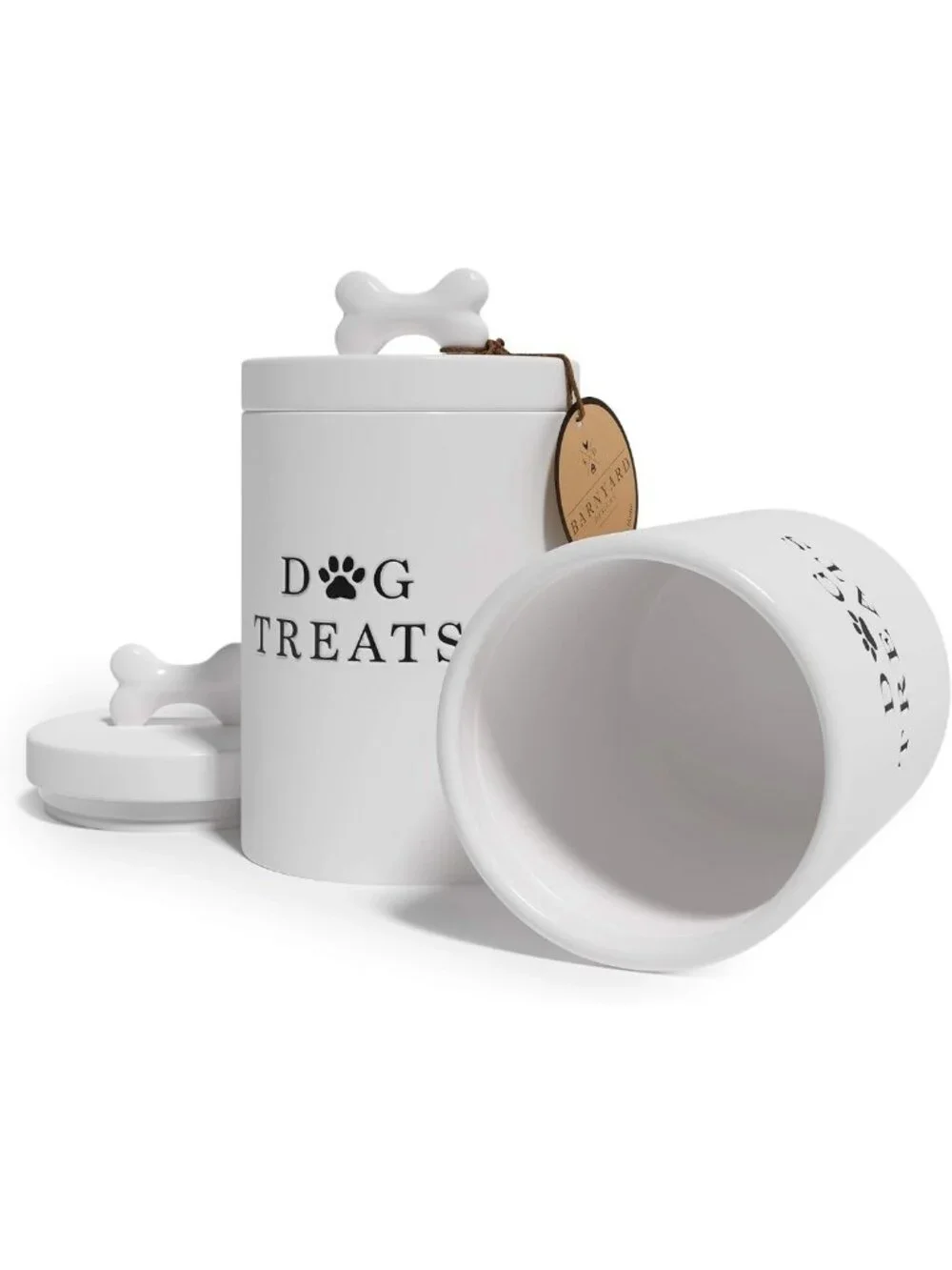 Airtight Large Dog Treat Storage Jar - Cute Rustic Ceramic Canister for Kitchen